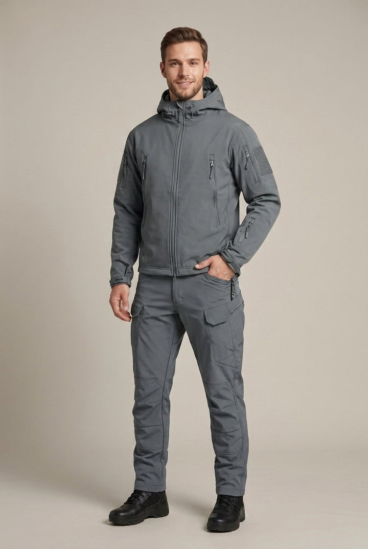 Men's Two-Piece Set with Hood and Zip Front