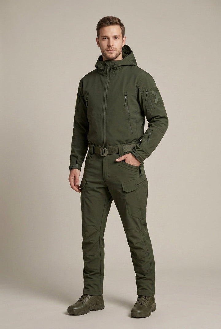 Men's Two-Piece Set with Hood and Zip Front