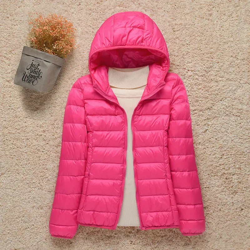 Women's Lightweight Hooded Quilted Jacket – Fuchsia