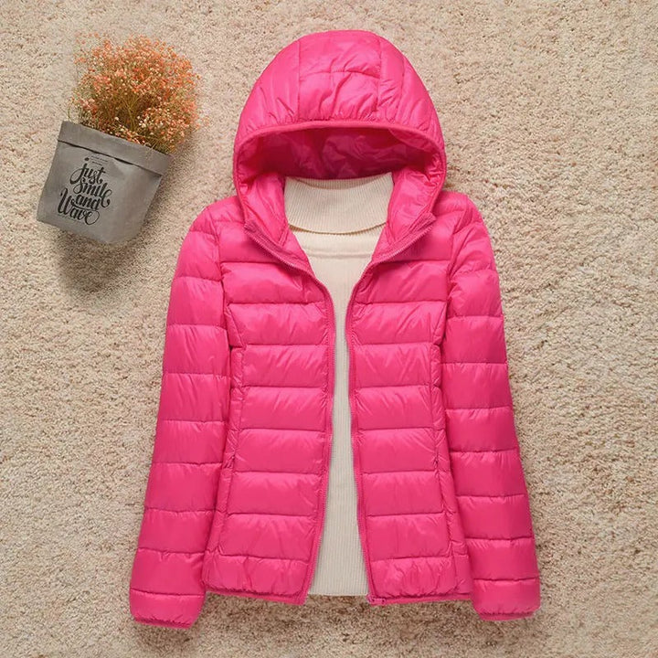 Women's Lightweight Hooded Quilted Jacket – Fuchsia