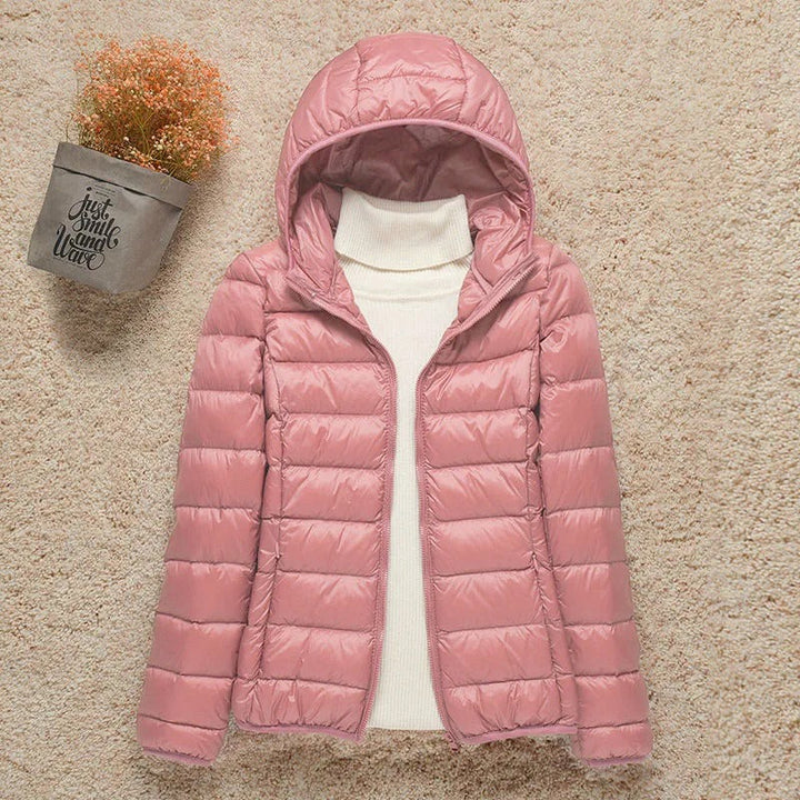 Women's Lightweight Hooded Quilted Jacket – Pink