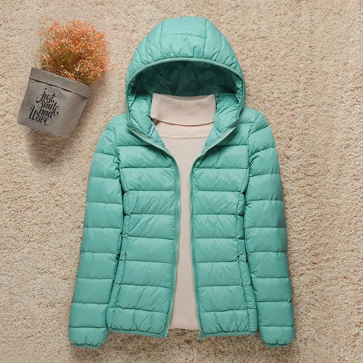 Women's Lightweight Hooded Quilted Jacket – Turquoise