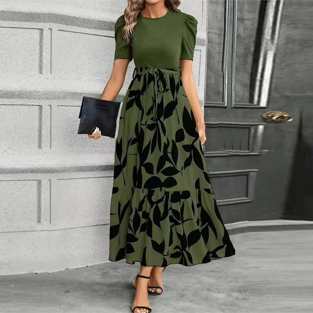 Elegant Women’s Floral Maxi Dress with Tie Waist