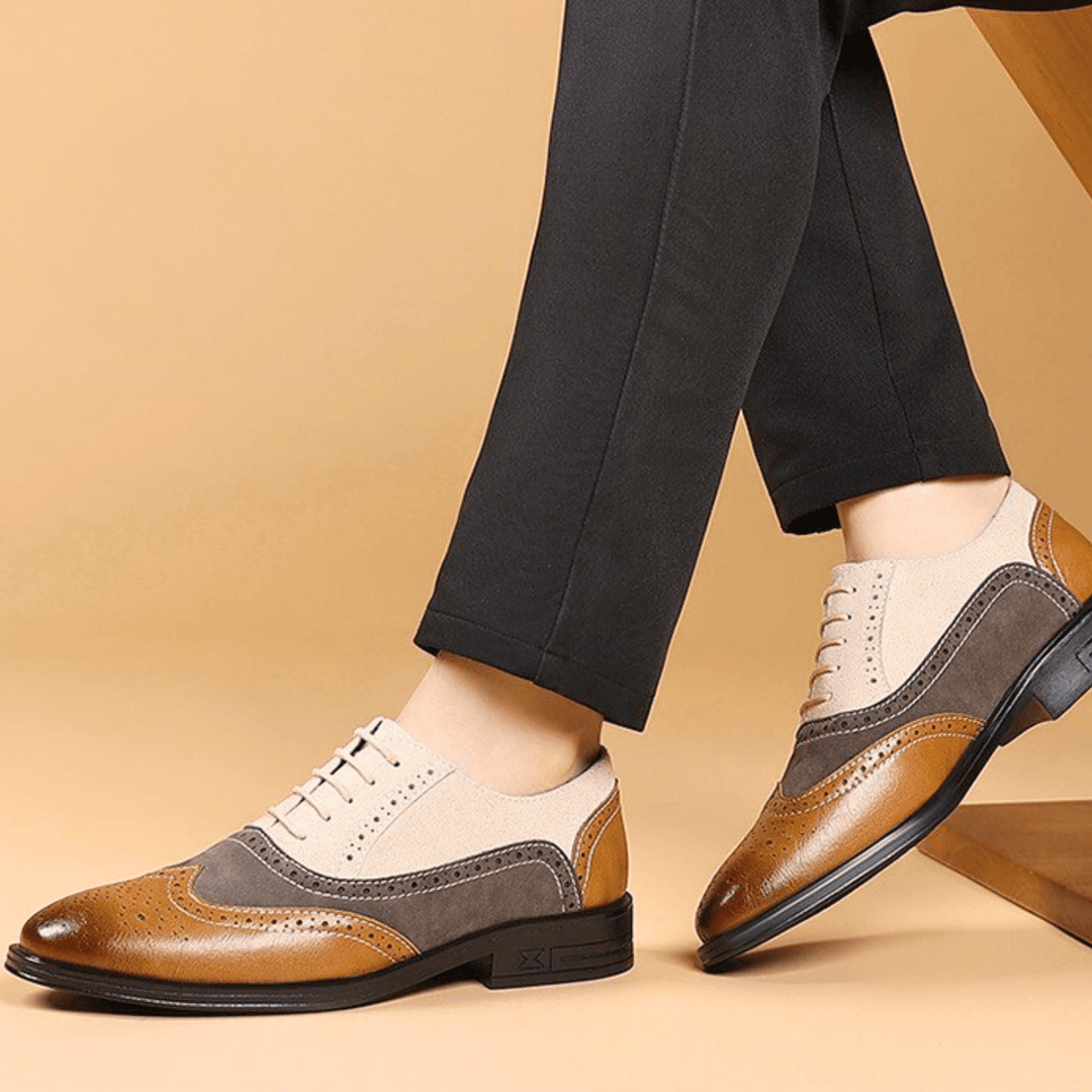 Halston Leather Wingtip Oxford Shoes