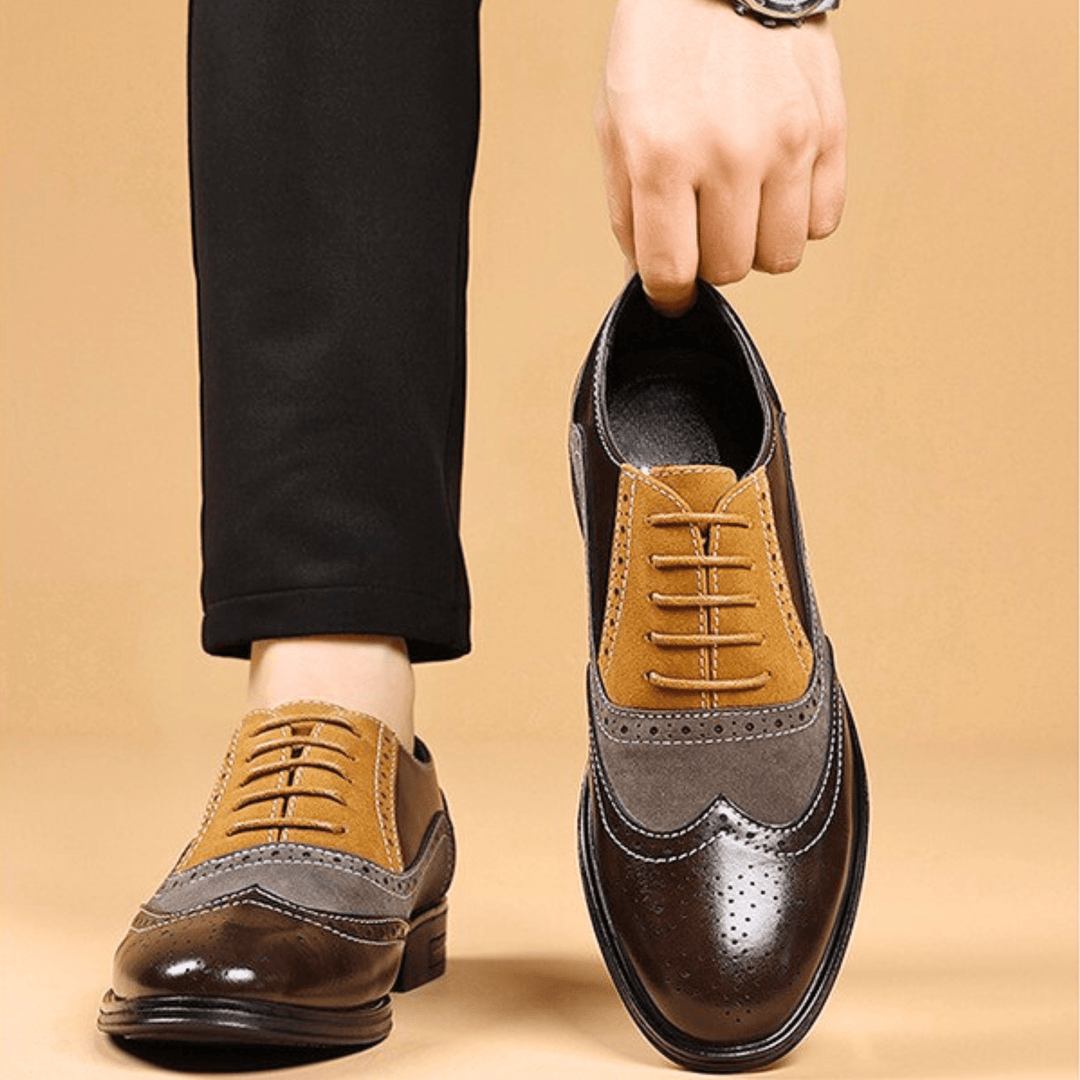 Halston Leather Wingtip Oxford Shoes