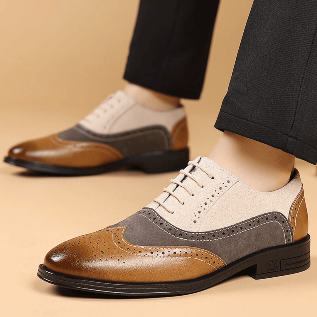 Halston Leather Wingtip Oxford Shoes
