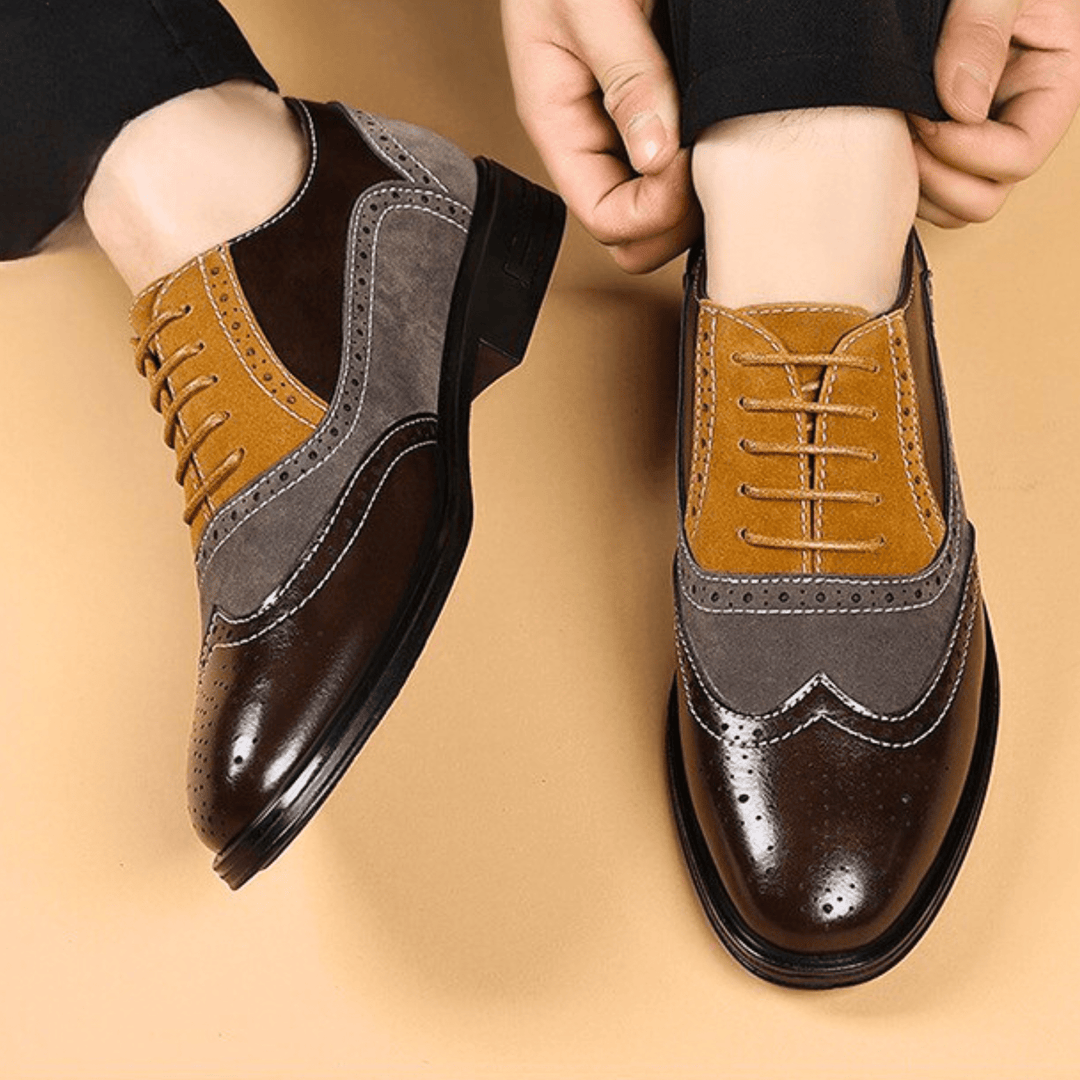 Halston Leather Wingtip Oxford Shoes