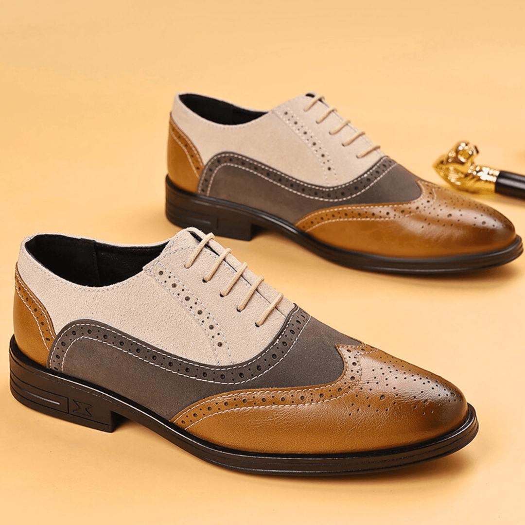 Halston Leather Wingtip Oxford Shoes