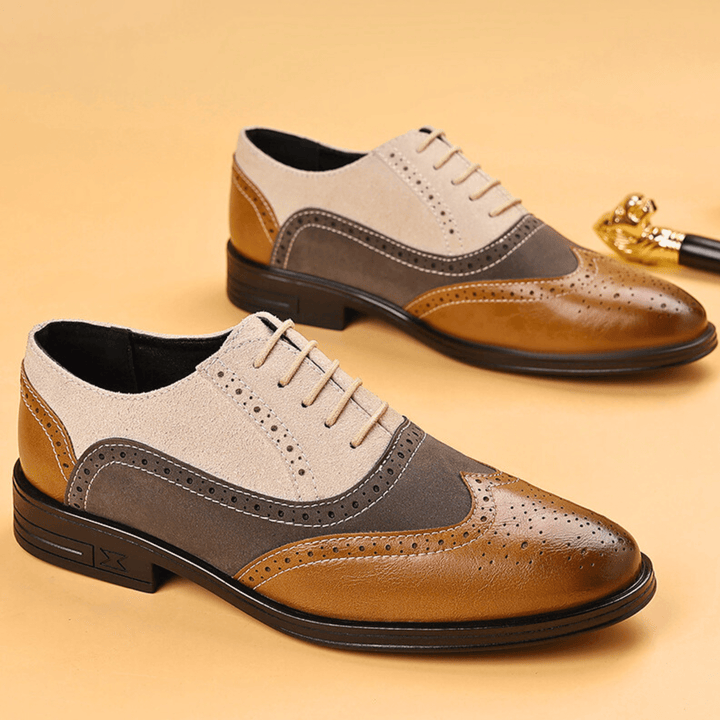 Halston Leather Wingtip Oxford Shoes