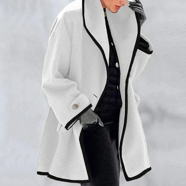 Women's Wool Trench Coat with Pockets – White