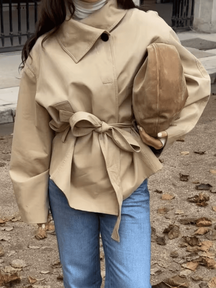 Women's Asymmetric Belted Trench Coat - photo 1