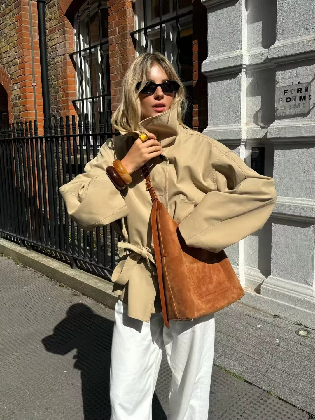 Women's Asymmetric Belted Trench Coat - photo 7