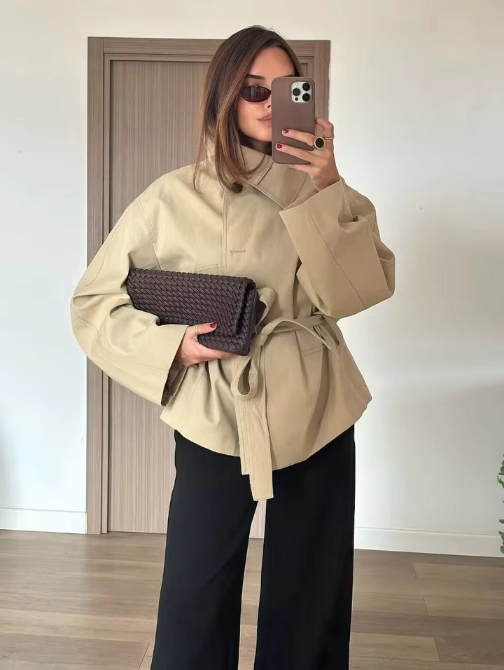 Women's Asymmetric Belted Trench Coat - photo 8