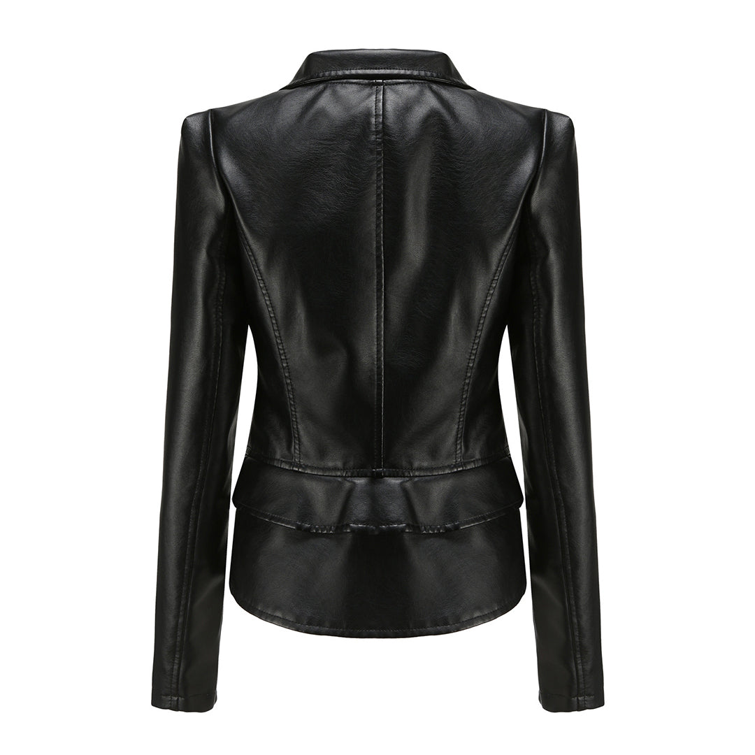 Women's Asymmetric Zip-Front Jacket with Side Pockets and Roll Neck - photo 10