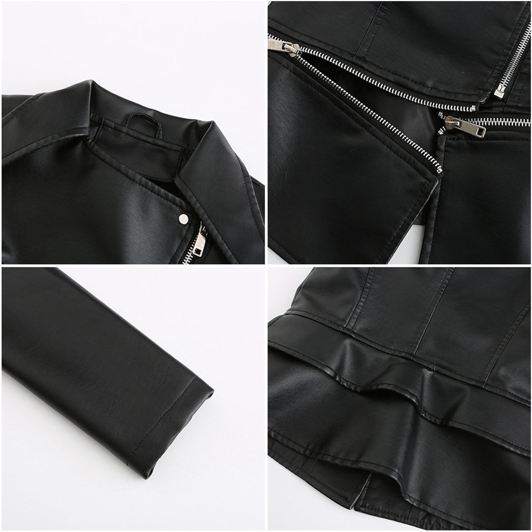 Women's Asymmetric Zip-Front Jacket with Side Pockets and Roll Neck - photo 11