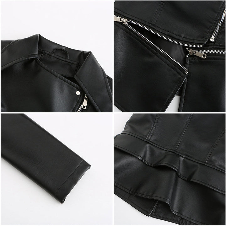 Women's Asymmetric Zip-Front Jacket with Side Pockets and Roll Neck - photo 11