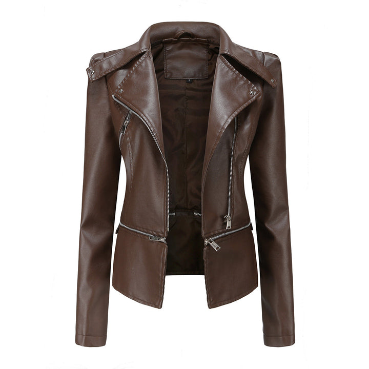 Women's Asymmetric Zip-Front Jacket with Side Pockets and Roll Neck - photo 2