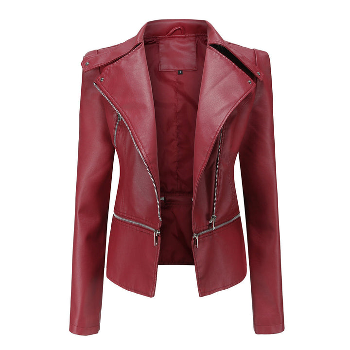 Women's Asymmetric Zip-Front Jacket with Side Pockets and Roll Neck - photo 3