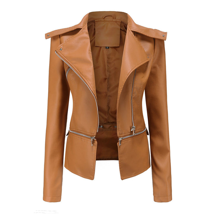 Women's Asymmetric Zip-Front Jacket with Side Pockets and Roll Neck - photo 5