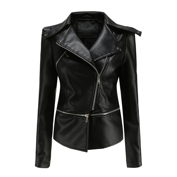 Women's Asymmetric Zip-Front Jacket with Side Pockets and Roll Neck - photo 8