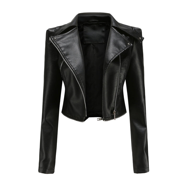 Women's Asymmetric Zip-Front Jacket with Side Pockets and Roll Neck - photo 9