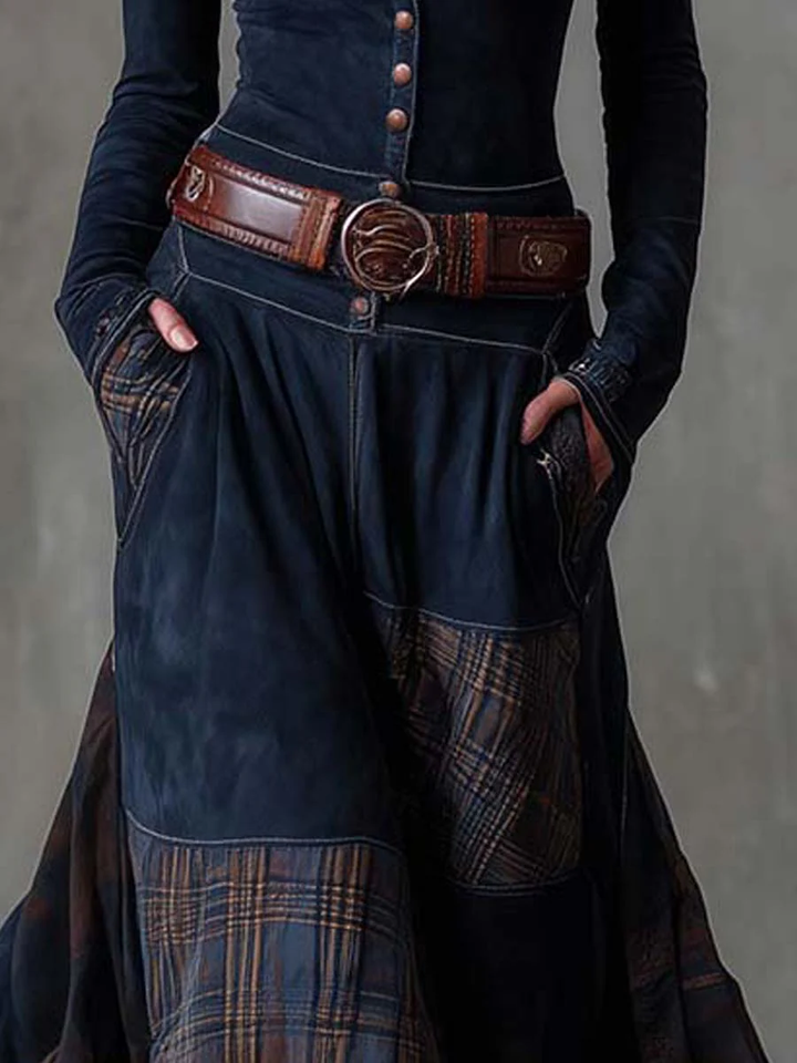 Women's Boho Print Flowing Maxi Dress with Long Sleeves - photo 7