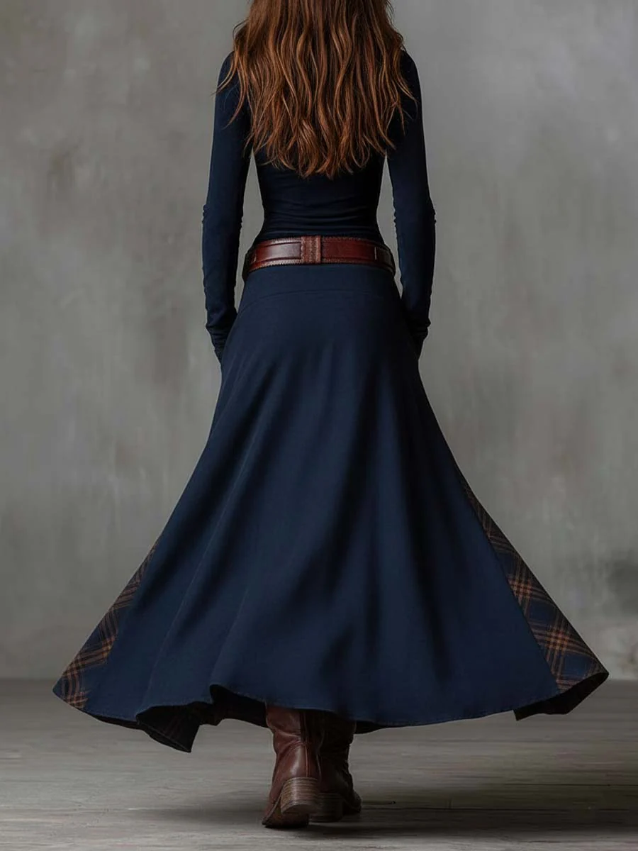 Women's Boho Print Flowing Maxi Dress with Long Sleeves - photo 9
