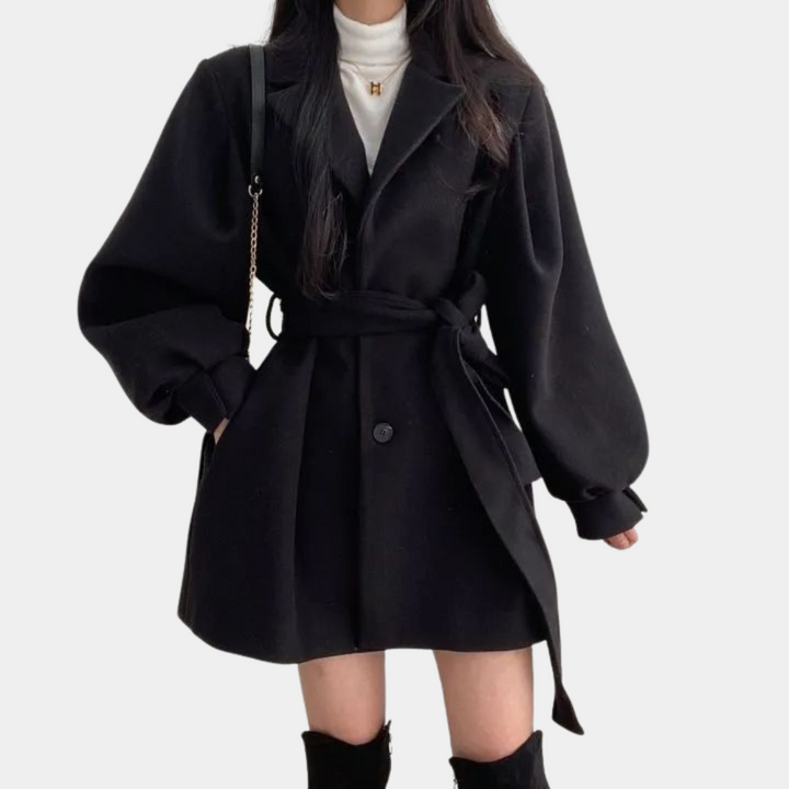 Women's Button-Front Pocket Coat with Collar - photo 1
