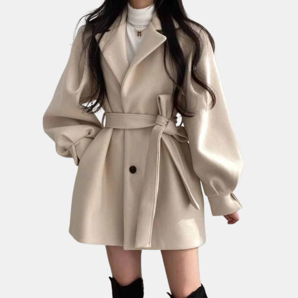 Women's Button-Front Pocket Coat with Collar - photo 2