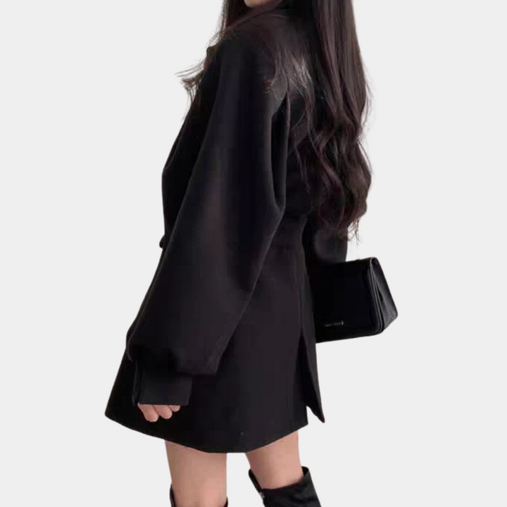 Women's Button-Front Pocket Coat with Collar - photo 3