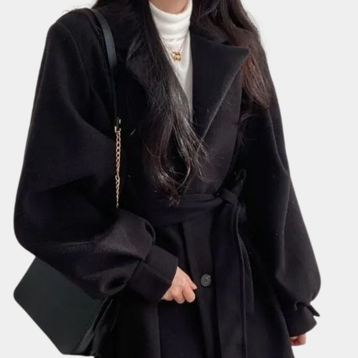 Women's Button-Front Pocket Coat with Collar - photo 4