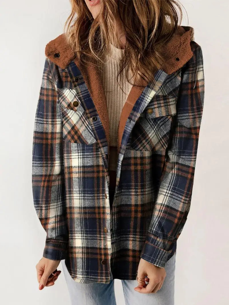 Women's Button-Front Pocket Jacket with Hood - photo 1