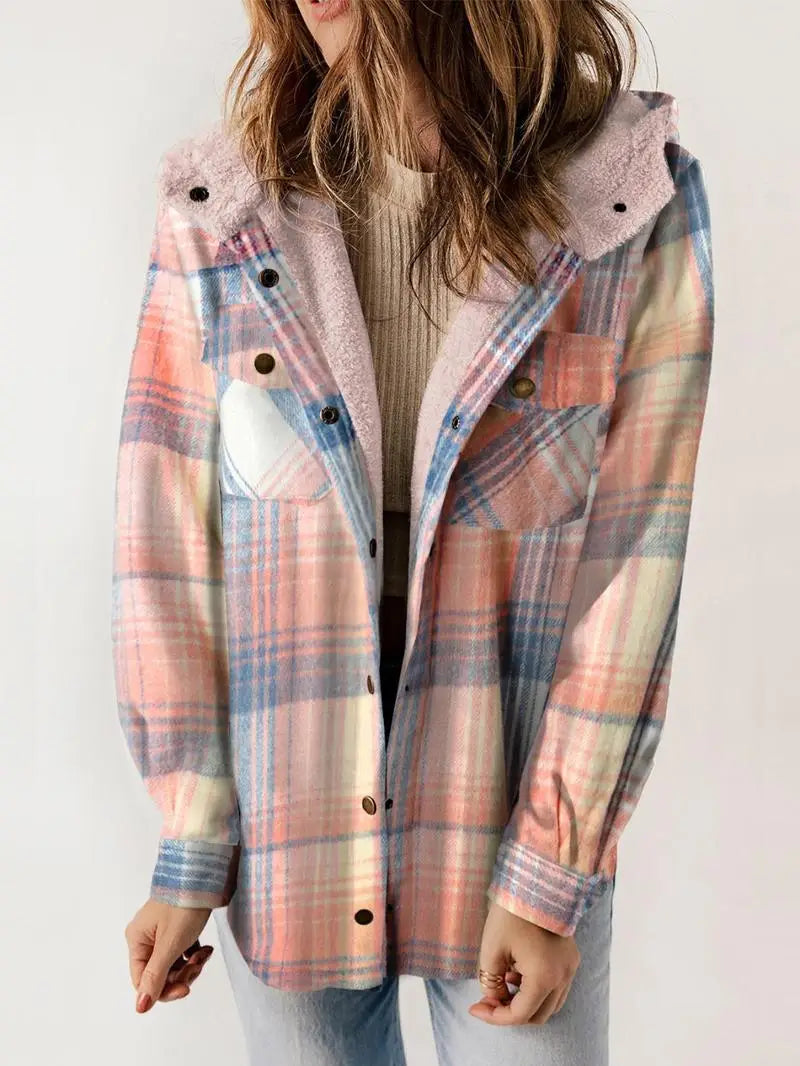 Women's Button-Front Pocket Jacket with Hood - photo 2