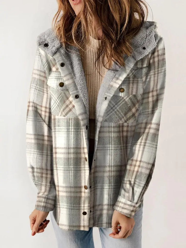 Women's Button-Front Pocket Jacket with Hood - photo 3