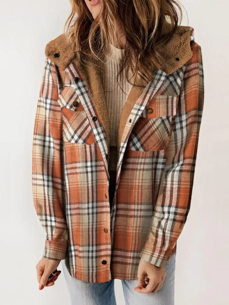Women's Button-Front Pocket Jacket with Hood - photo 4
