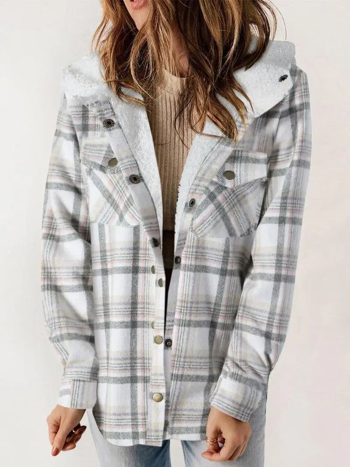 Women's Button-Front Pocket Jacket with Hood - photo 5
