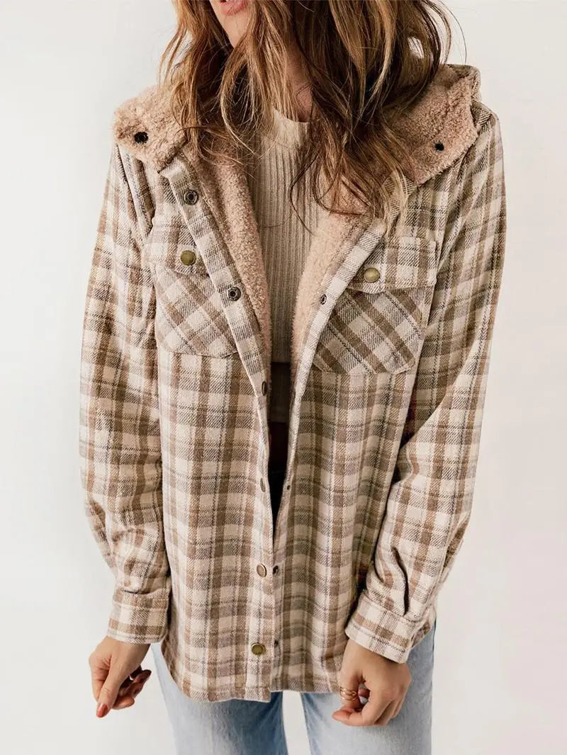 Women's Button-Front Pocket Jacket with Hood - photo 6