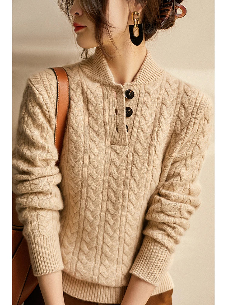Women's Cable Knit Button-Front Jumper - photo 11
