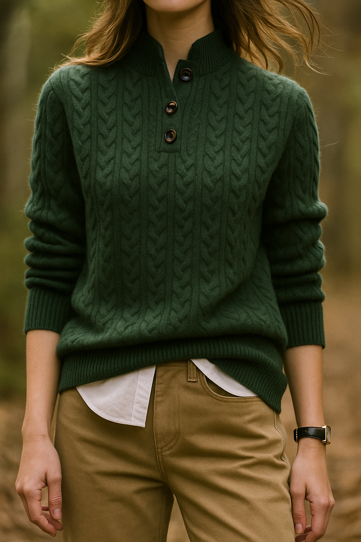 Women's Cable Knit Button-Front Jumper - photo 2