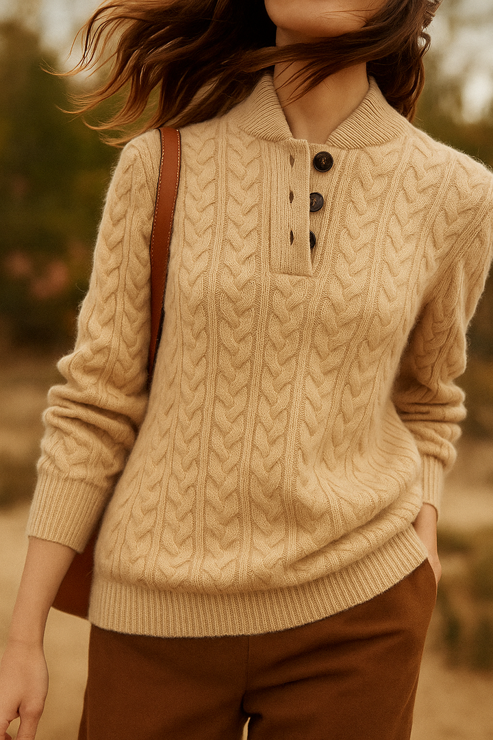 Women's Cable Knit Button-Front Jumper - photo 3