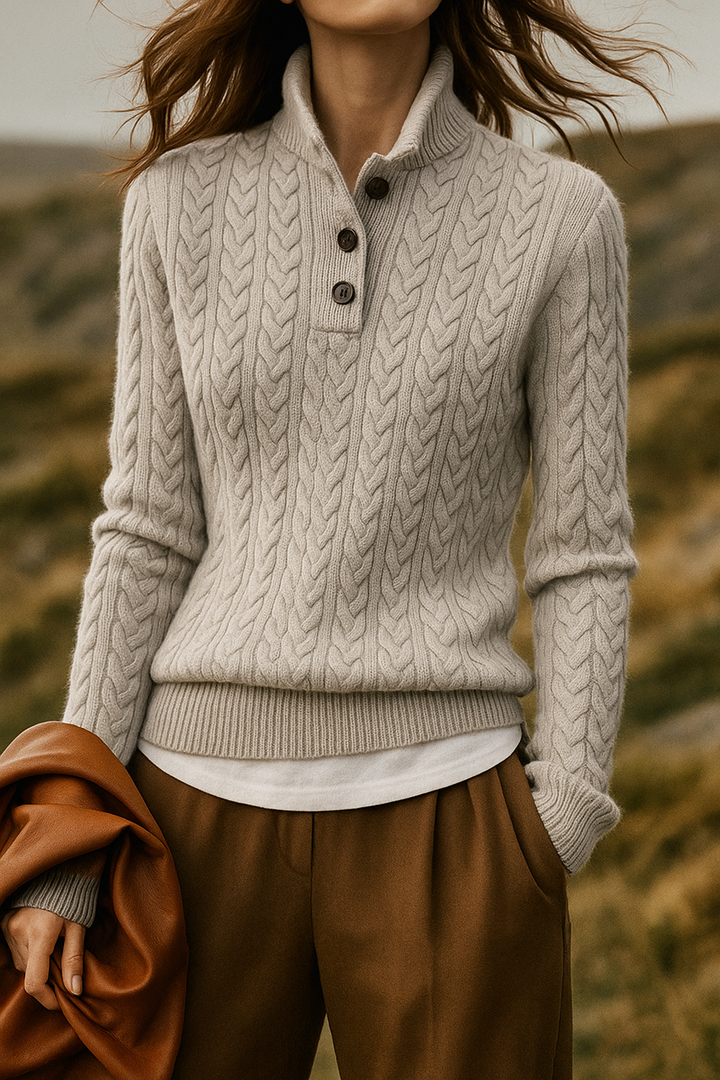 Women's Cable Knit Button-Front Jumper - photo 4