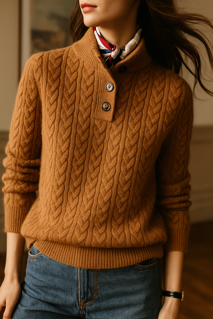 Women's Cable Knit Button-Front Jumper - photo 5