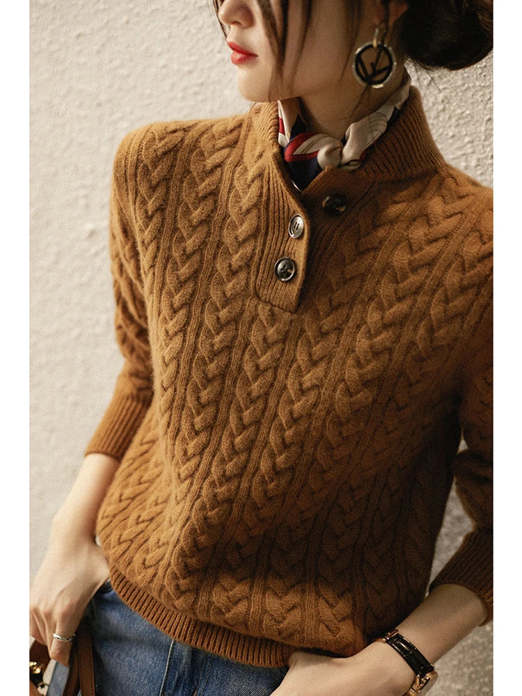Women's Cable Knit Button-Front Jumper - photo 6