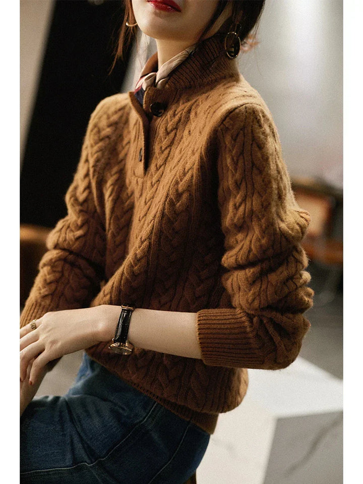 Women's Cable Knit Button-Front Jumper - photo 7