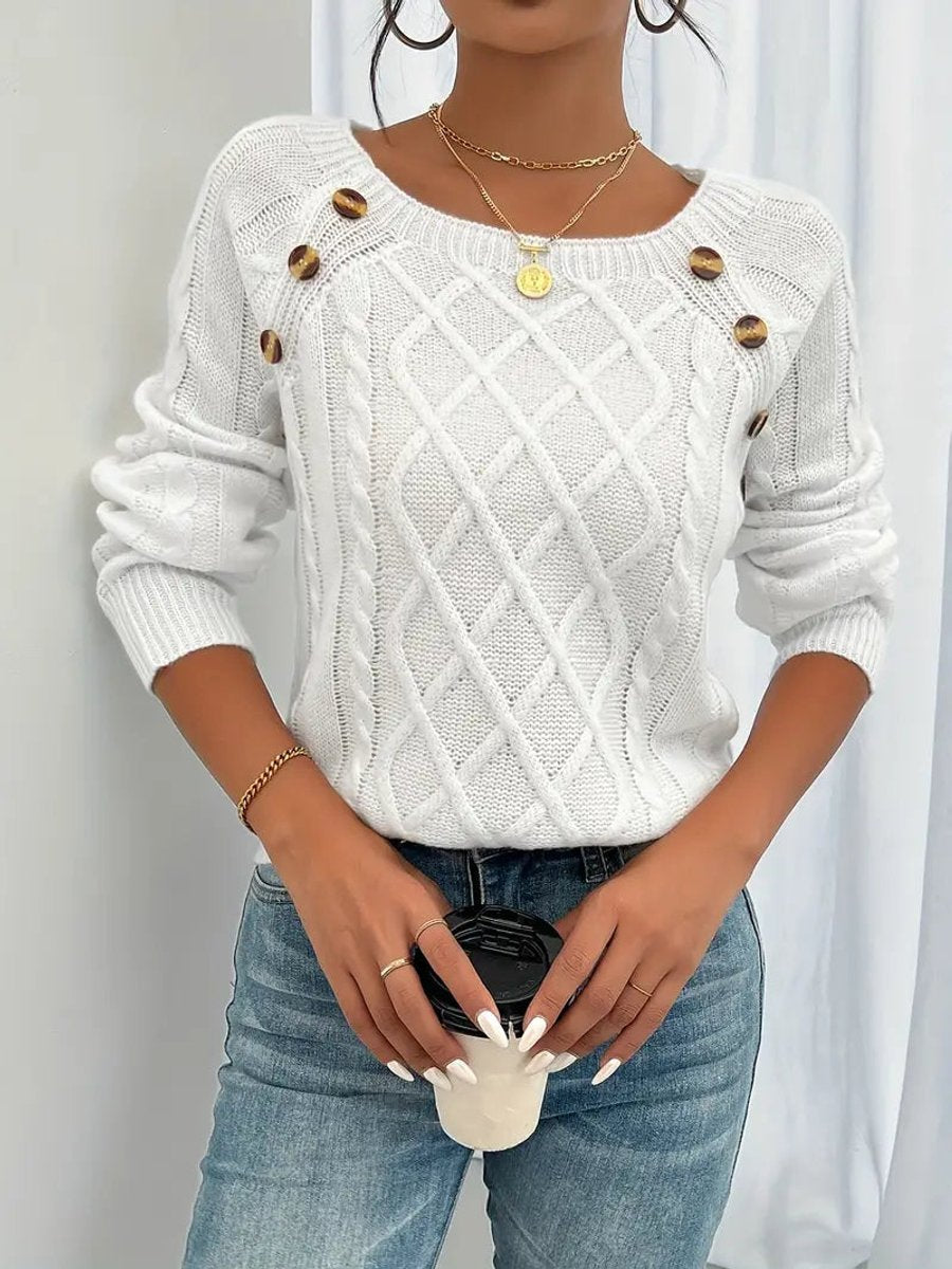 Women's Cable Knit Button-Front Ribbed Cuffs Jumper - photo 1