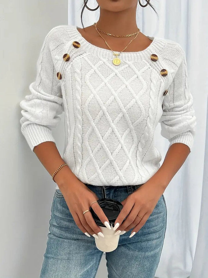 Women's Cable Knit Button-Front Ribbed Cuffs Jumper - photo 1