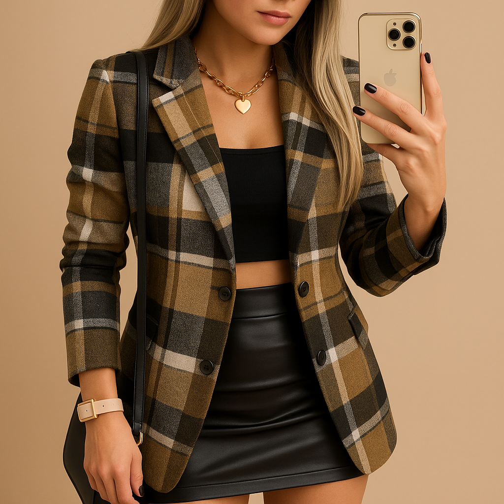 Women's Checked Quilted Coat - photo 2