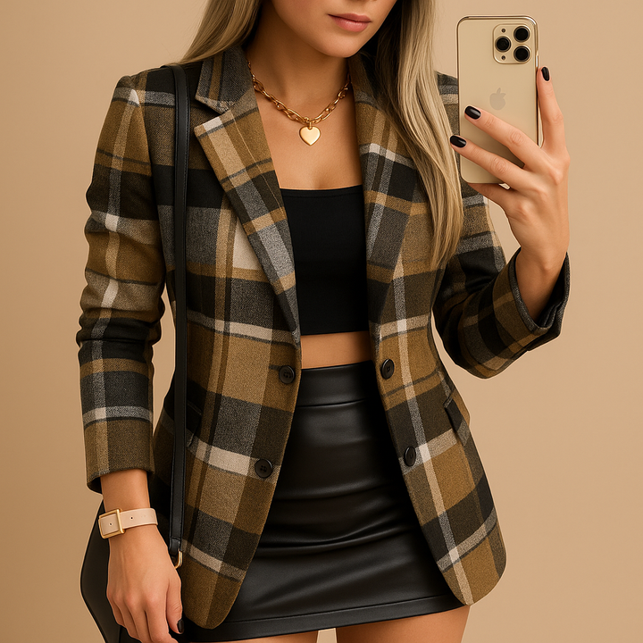 Women's Checked Quilted Coat - photo 2