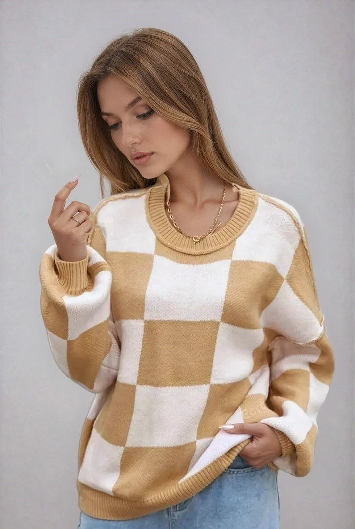 Women's Checked Sweater in Soft, Comfortable Knit - photo 1