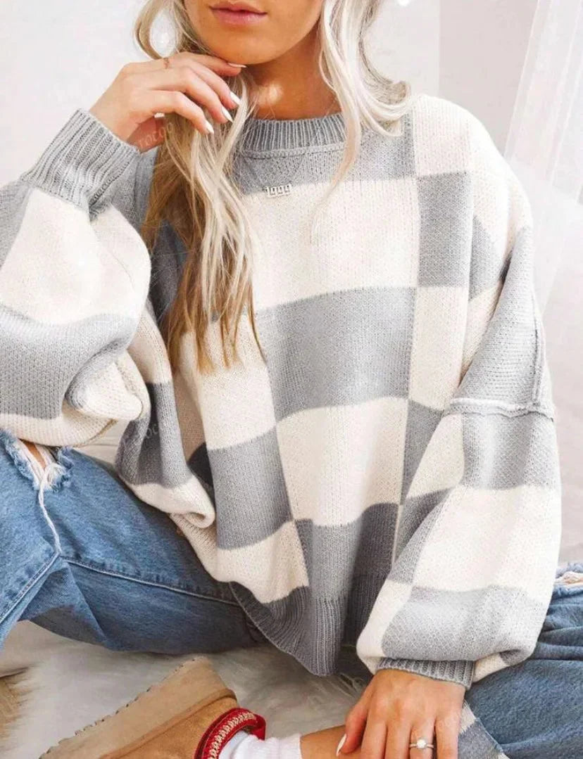 Women's Checked Sweater in Soft, Comfortable Knit - photo 10